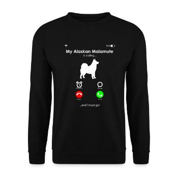 Alaskan Malamute Hund - Unisex Pullover - Schwarz - Vorne - Alina (178cm) & Michal (187cm)