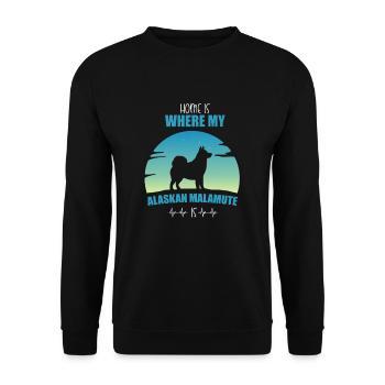Alaskan Malamute Hund - Unisex Pullover - Schwarz - Vorne - Alina (178cm) & Michal (187cm)