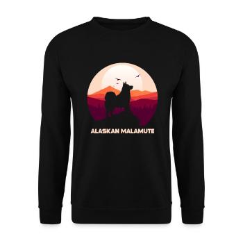 Alaskan Malamute Hund - Unisex Pullover - Schwarz - Vorne - Alina (178cm) & Michal (187cm)