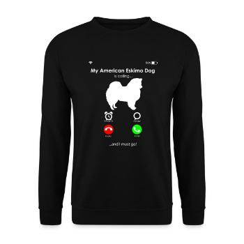 American Eskimo Dog Hund - Unisex Sweatshirt - black - Front - Alina (178cm) & Michal (187cm)