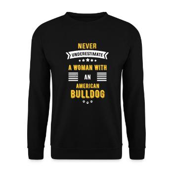 American Bulldog Amerikanische Bulldogge - Unisex Pullover - Schwarz - Vorne - Alina (178cm) & Michal (187cm)