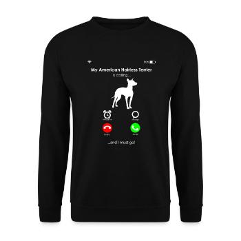 American Hairless Terrier Dog - Unisex Sweatshirt - black - Front - Alina (178cm) & Michal (187cm)