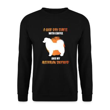 Australian Shepherd Geschenk - Unisex Pullover - Schwarz - Vorne - Alina (178cm) & Michal (187cm)