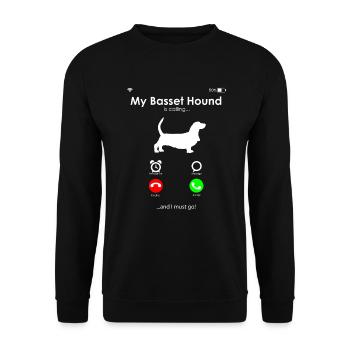 Basset Hound - Unisex Sweatshirt - black - Front - Alina (178cm) & Michal (187cm)