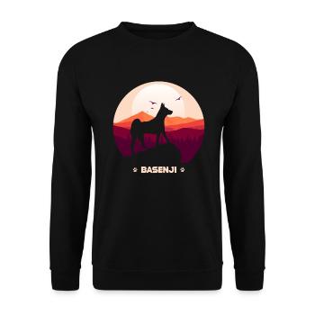 Basenji - Unisex Pullover - Schwarz - Vorne - Alina (178cm) & Michal (187cm)