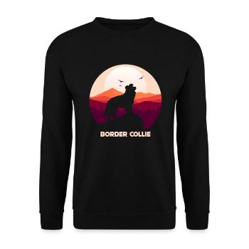 Border Collie Hund - Unisex Pullover - Schwarz - Vorne - Alina (178cm) & Michal (187cm)