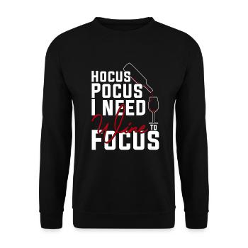 Hokuspokus Ich brauche Wein zur Konzentration - Unisex Pullover - Schwarz - Vorne - Alina (178cm) & Michal (187cm)