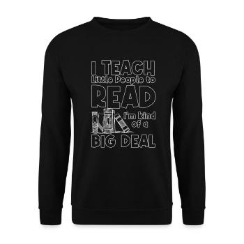 Ich bringe kleinen Leuten das Lesen bei Ich bin ei - Unisex Pullover - Schwarz - Vorne - Alina (178cm) & Michal (187cm)