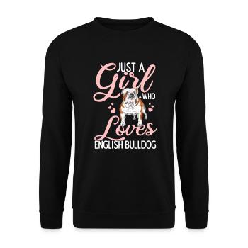 Hundeliebhaberin Nur ein Mädchen, das Englische Bu - Unisex Pullover - Schwarz - Vorne - Alina (178cm) & Michal (187cm)