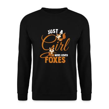 Art Cute Fox Women Just a Girl Who Loves Foxes - Unisex Pullover - Schwarz - Vorne - Alina (178cm) & Michal (187cm)