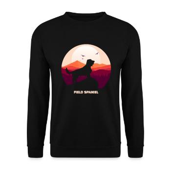 Feldspaniel und Mond Halloween - Unisex Pullover - Schwarz - Vorne - Alina (178cm) & Michal (187cm)