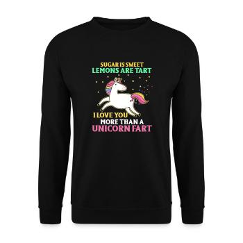 Sugar-sweet lemon I love you more than unicorn - Unisex Sweatshirt - black - Front - Alina (178cm) & Michal (187cm)