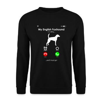 Mein englischer Foxhound ruft, und ich muss gehen - Unisex Pullover - Schwarz - Vorne - Alina (178cm) & Michal (187cm)