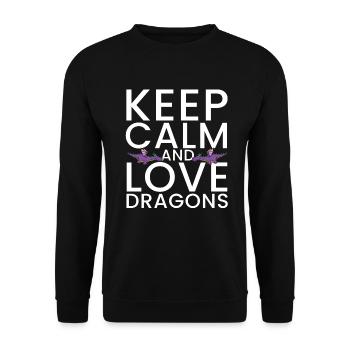 Keep Calm and Love Dragons Cool fantasy adventure - Unisex Sweatshirt - black - Front - Alina (178cm) & Michal (187cm)