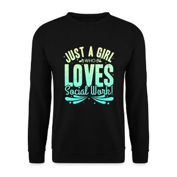 Juste une fille qui aime le travail social | Travail social - Sweat-shirt Unisexe - noir - Devant - Alina (178cm) & Michal (187cm)