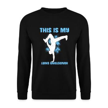 Das ist mein Handstand Cool - Unisex Pullover - Schwarz - Vorne - Alina (178cm) & Michal (187cm)