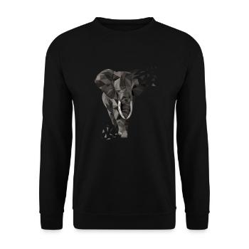 Elefanten-Geschenkidee - Low Poly Elefant - Unisex Pullover - Schwarz - Vorne - Alina (178cm) & Michal (187cm)