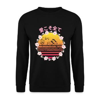 桜の日本語 Love is everything! - Unisex Pullover - Schwarz - Vorne - Alina (178cm) & Michal (187cm)