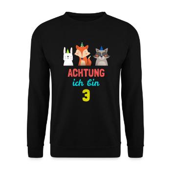 Tiere T-Shirt 3. Geburtstag Jungen 3 Jahre Shirt K - Unisex Pullover - Schwarz - Vorne - Alina (178cm) & Michal (187cm)