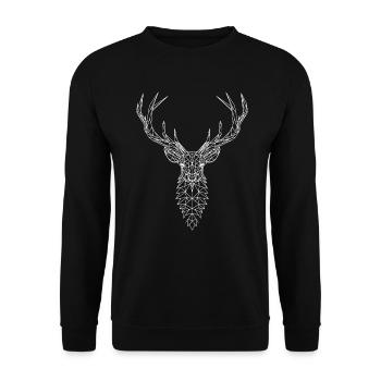 Hirsch Geometry T-Shirt - Polygon Art Deer - Orig - Sweat-shirt Unisexe - noir - Devant - Alina (178cm) & Michal (187cm)