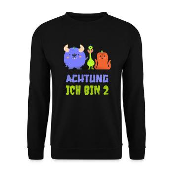 Niedliches Monster T-Shirt 2. Geburtstag Jungen 2 - Unisex Pullover - Schwarz - Vorne - Alina (178cm) & Michal (187cm)