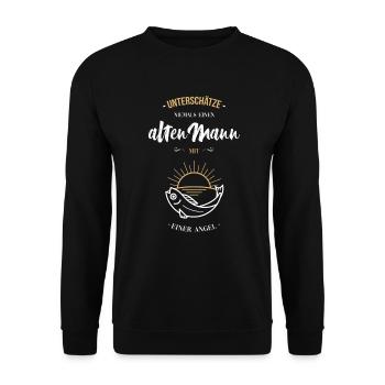 Geschenk für Angler / Fischer - alter Mann - Opa - - Unisex Pullover - Schwarz - Vorne - Alina (178cm) & Michal (187cm)