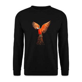 Bunte Ara-Papageien - Modernes Vogeldesign - Unisex Pullover - Schwarz - Vorne - Alina (178cm) & Michal (187cm)