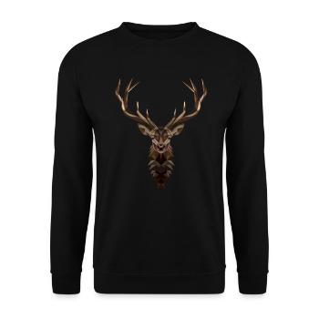 Geometrische Tiere | Hirsche Wild Alaska Bergtiere - Unisex Pullover - Schwarz - Vorne - Alina (178cm) & Michal (187cm)