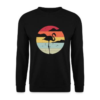 Vintage Retro Flamingo Herz Xmas Geschenk - Unisex Pullover - Schwarz - Vorne - Alina (178cm) & Michal (187cm)