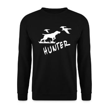 Hunter lettering Hunter Waidmann symbol with dog - Unisex Sweatshirt - black - Front - Alina (178cm) & Michal (187cm)
