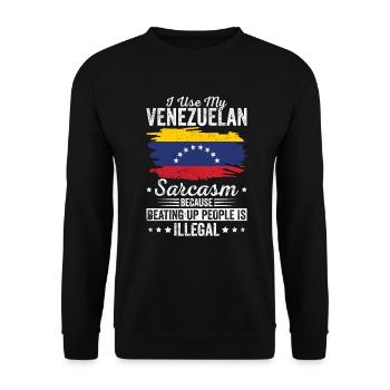 Venezuela Sarkasmus Südamerikanischer Humor - Unisex Pullover - Schwarz - Vorne - Alina (178cm) & Michal (187cm)