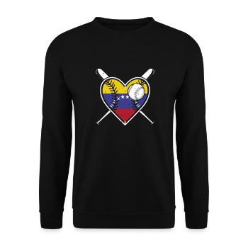 Venezuela Herz Baseball Geschenk Für Baseballfans - Unisex Pullover - Schwarz - Vorne - Alina (178cm) & Michal (187cm)
