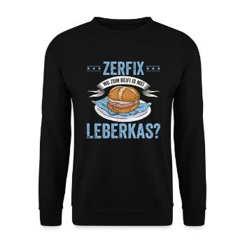 Lustig Leberkäse Und Fleischkäse Zerfix Leberkas - Unisex Pullover - Schwarz - Vorne - Alina (178cm) & Michal (187cm)