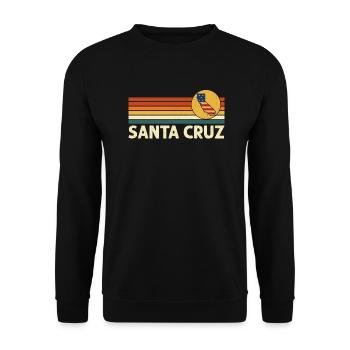 Santa Cruz California Retro 70er 80er USA Flagge - Unisex Pullover - Schwarz - Vorne - Alina (178cm) & Michal (187cm)