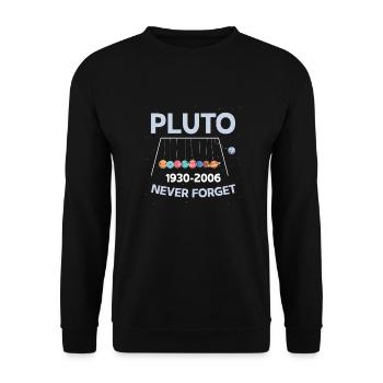 Pluto Never Forget Schaukel Planeten Astronom - Unisex Pullover - Schwarz - Vorne - Alina (178cm) & Michal (187cm)