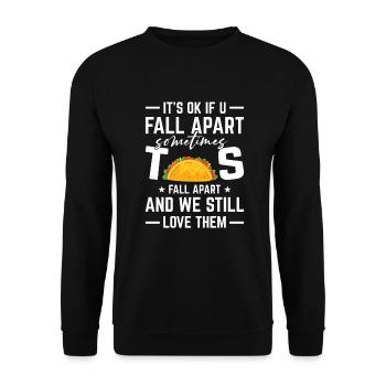 Tacos Fall Apart Geschenk Taco Dienstag Essen - Unisex Pullover - Schwarz - Vorne - Alina (178cm) & Michal (187cm)