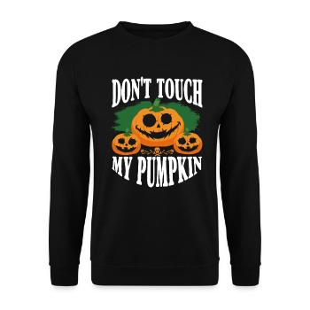 Don't Touch My Pumpkin Geisterstunde Halloween - Unisex Pullover - Schwarz - Vorne - Alina (178cm) & Michal (187cm)