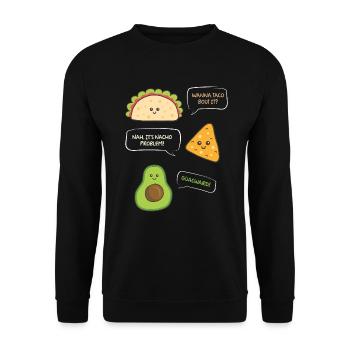 want to Taco Nacho Problem Guacward Burrito Gift - Unisex Sweatshirt - black - Front - Alina (178cm) & Michal (187cm)