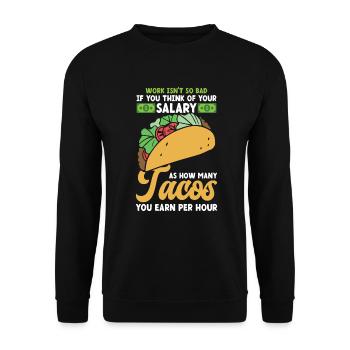 Combien de tacos gagnent par heure Nachos Burritos - Sweat-shirt Unisexe - noir - Devant - Alina (178cm) & Michal (187cm)