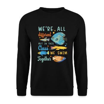 This Class We Swim Together Autismus Autisten - Unisex Pullover - Schwarz - Vorne - Alina (178cm) & Michal (187cm)