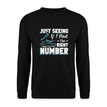 Motocross Meme Motocrossfahren Seeing Right Number - Unisex Pullover - Schwarz - Vorne - Alina (178cm) & Michal (187cm)
