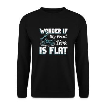 Motocrossfahren Geschenk Wonder If Tire Is Flat - Unisex Pullover - Schwarz - Vorne - Alina (178cm) & Michal (187cm)