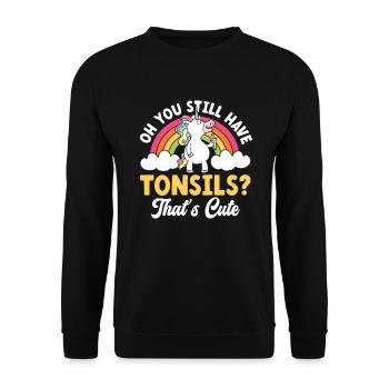 Amygdales Sweet Unicorn Crème glacée Amygdalectomie - Sweat-shirt Unisexe - noir - Devant - Alina (178cm) & Michal (187cm)