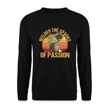 Welder Sparks Passion Elektroschweißen Retro - Unisex Pullover - Schwarz - Vorne - Alina (178cm) & Michal (187cm)