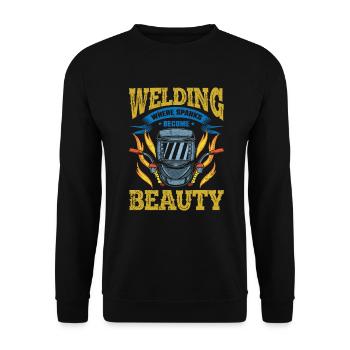 Schweißen Schweißer Welding Sparks Become Beauty - Unisex Pullover - Schwarz - Vorne - Alina (178cm) & Michal (187cm)