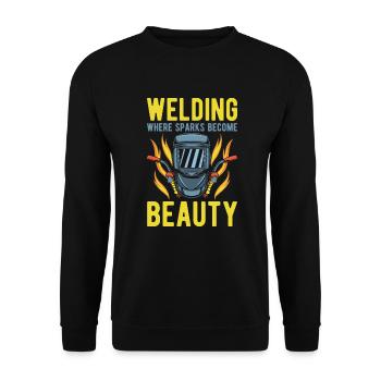 Schweißen Schweißer Welding Sparks Become Beauty - Unisex Pullover - Schwarz - Vorne - Alina (178cm) & Michal (187cm)
