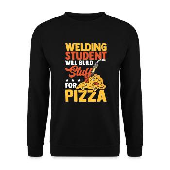 Welding Student Build For Pizza Geschenk - Unisex Pullover - Schwarz - Vorne - Alina (178cm) & Michal (187cm)