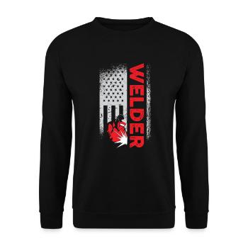Soudeur USA Flag Patriot Soudeur - Sweat-shirt Unisexe - noir - Devant - Alina (178cm) & Michal (187cm)