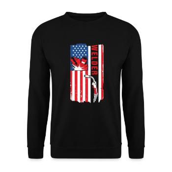 Soudeur USA Flag Patriot Soudeur - Sweat-shirt Unisexe - noir - Devant - Alina (178cm) & Michal (187cm)