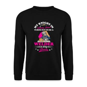 Soudeur En Bottes Sales Femmes De Soudure - Sweat-shirt Unisexe - noir - Devant - Alina (178cm) & Michal (187cm)
